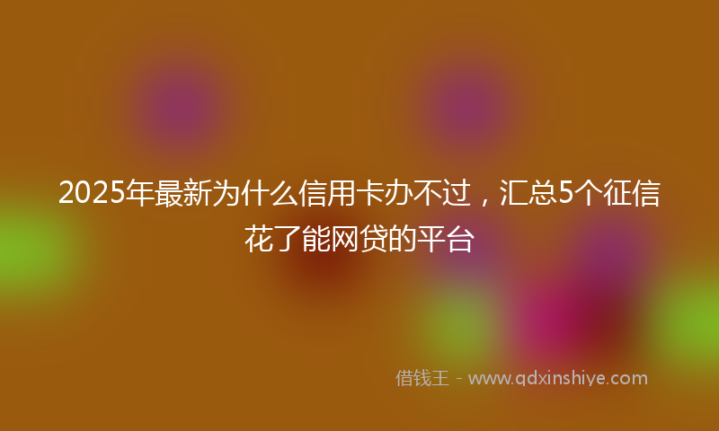 2025年最新为什么信用卡办不过，汇总5个征信花了能网贷的平台