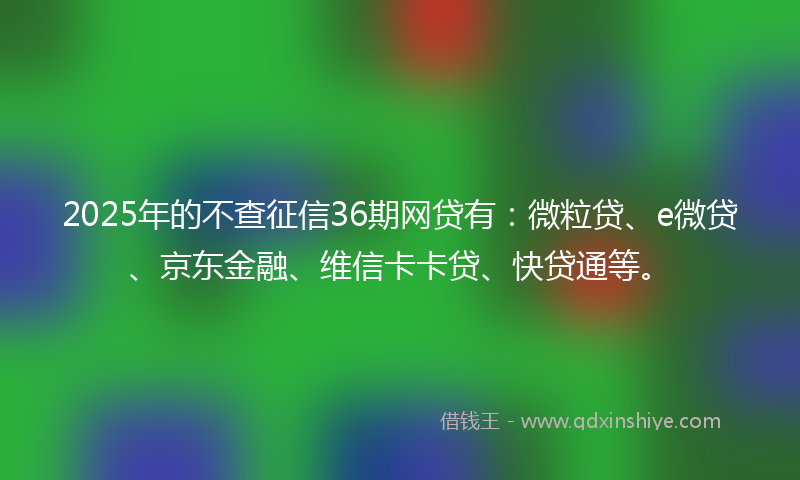 2025年的不查征信36期网贷有：微粒贷、e微贷、京东金融、维信卡卡贷、快贷通等。