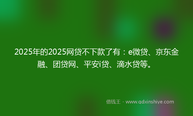2025年的2025网贷不下款了有：e微贷、京东金融、团贷网、平安i贷、滴水贷等。