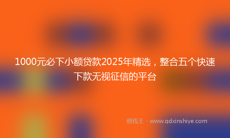 1000元必下小额贷款2025年精选，整合五个快速下款无视征信的平台
