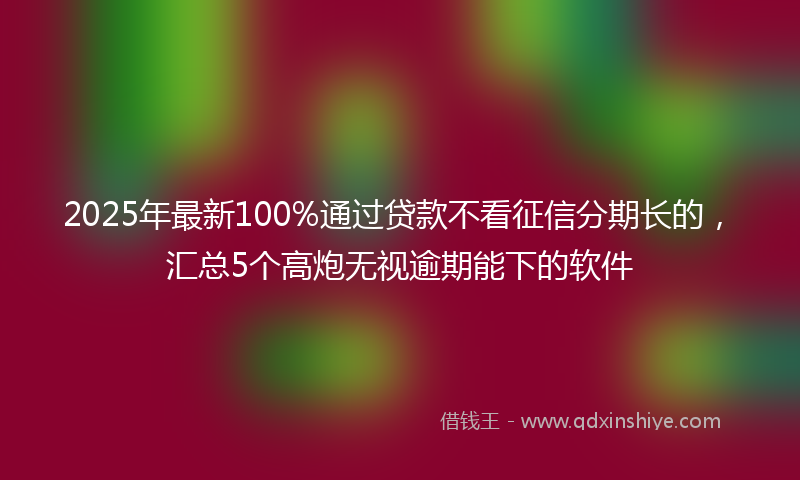 2025年最新100%通过贷款不看征信分期长的，汇总5个高炮无视逾期能下的软件