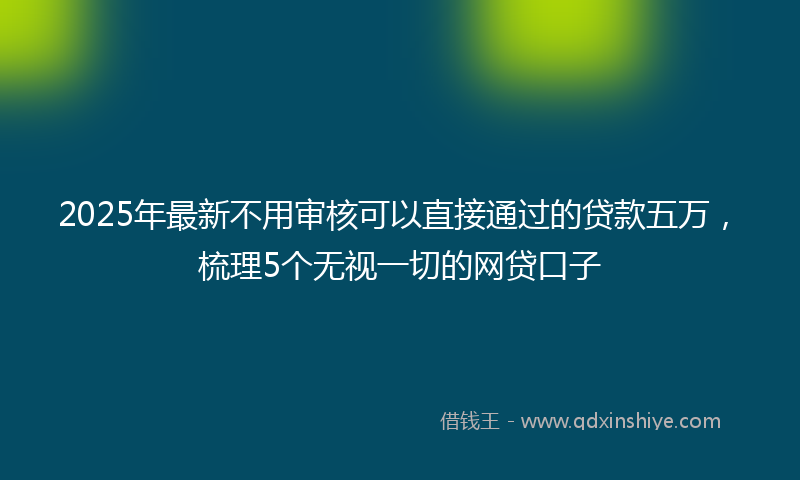2025年最新不用审核可以直接通过的贷款五万，梳理5个无视一切的网贷口子