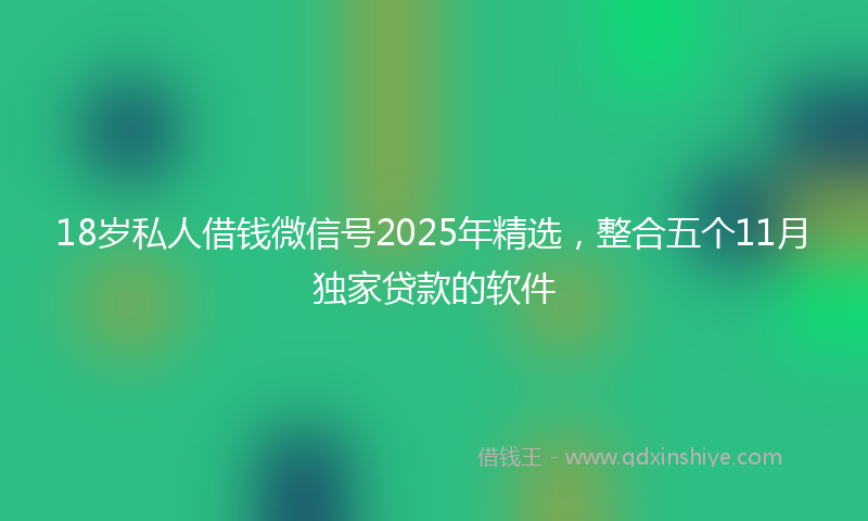 18岁私人借钱微信号2025年精选，整合五个11月独家贷款的软件