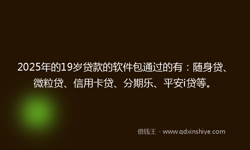 2025年的19岁贷款的软件包通过的有：随身贷、微粒贷、信用卡贷、分期乐、平安i贷等。