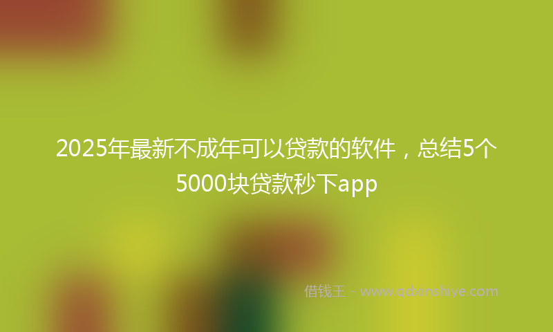 2025年最新不成年可以贷款的软件，总结5个5000块贷款秒下app