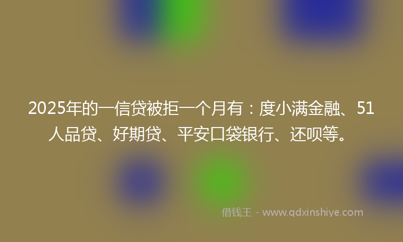 2025年的一信贷被拒一个月有：度小满金融、51人品贷、好期贷、平安口袋银行、还呗等。
