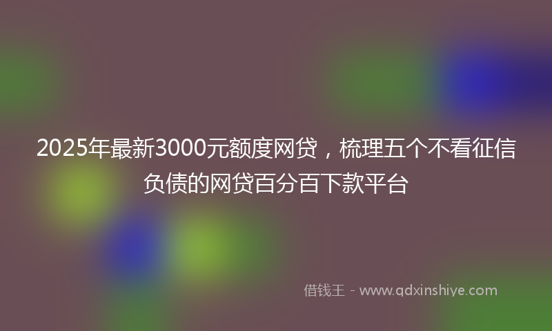 2025年最新3000元额度网贷，梳理五个不看征信负债的网贷百分百下款平台
