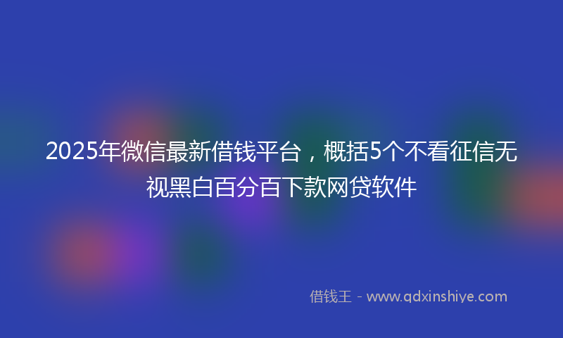 2025年微信最新借钱平台，概括5个不看征信无视黑白百分百下款网贷软件