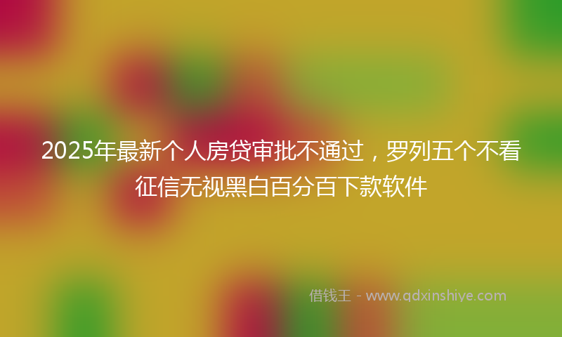 2025年最新个人房贷审批不通过，罗列五个不看征信无视黑白百分百下款软件