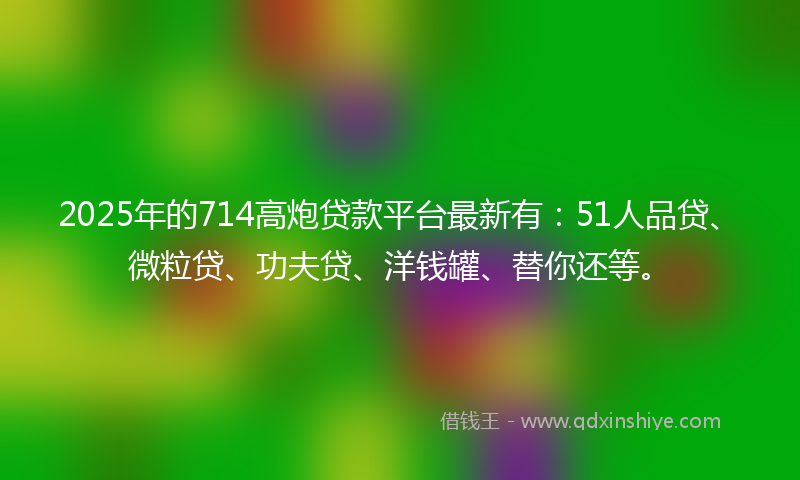 2025年的714高炮贷款平台最新有：51人品贷、微粒贷、功夫贷、洋钱罐、替你还等。