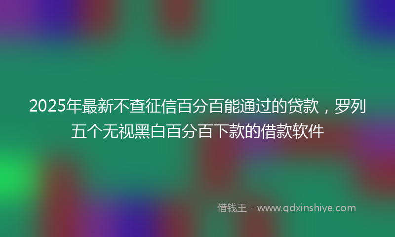 2025年最新不查征信百分百能通过的贷款，罗列五个无视黑白百分百下款的借款软件