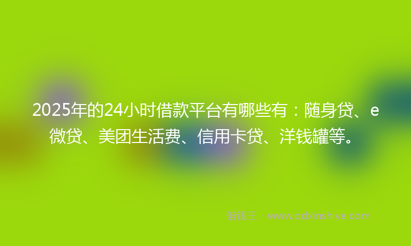 2025年的24小时借款平台有哪些有：随身贷、e微贷、美团生活费、信用卡贷、洋钱罐等。