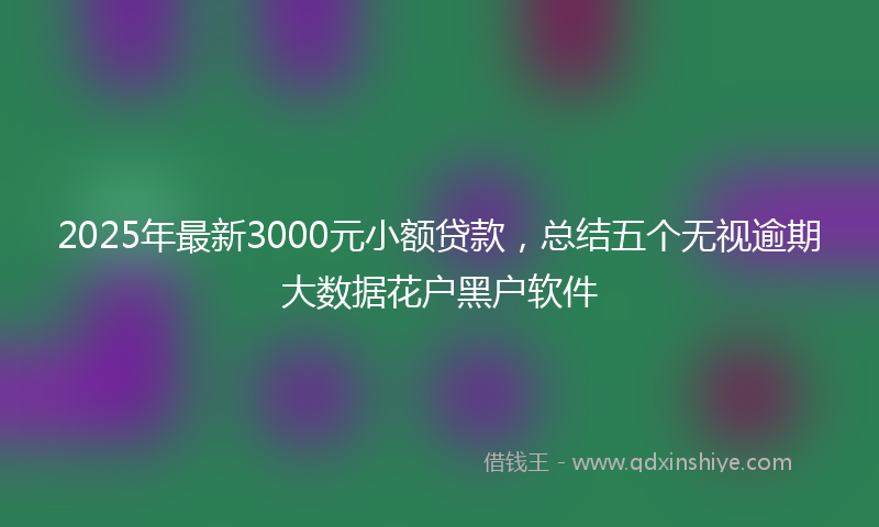2025年最新3000元小额贷款，总结五个无视逾期大数据花户黑户软件