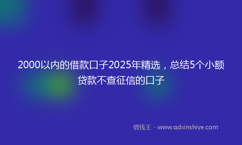 2000以内的借款口子2025年精选，总结5个小额贷款不查征信的口子