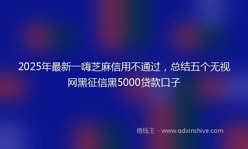 2025年最新一嗨芝麻信用不通过，总结五个无视网黑征信黑5000贷款口子