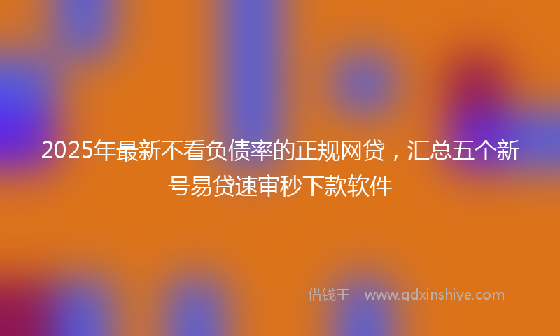 2025年最新不看负债率的正规网贷，汇总五个新号易贷速审秒下款软件