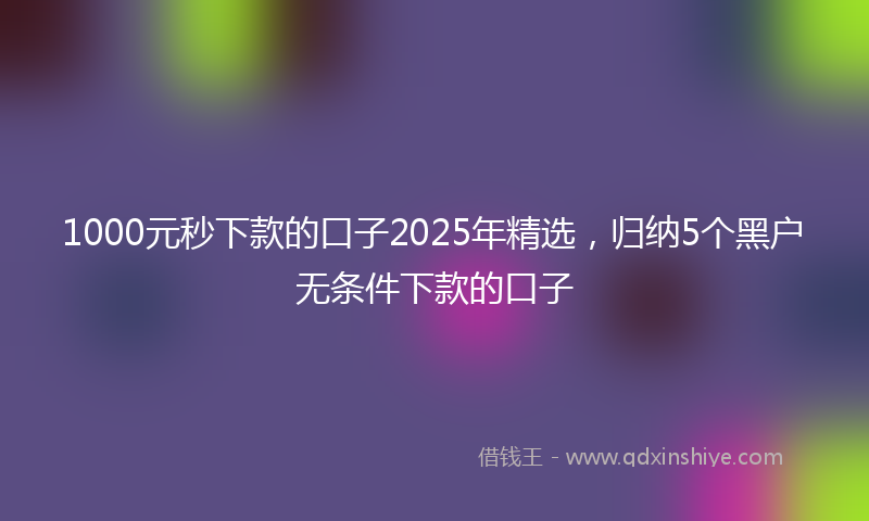 1000元秒下款的口子2025年精选，归纳5个黑户无条件下款的口子