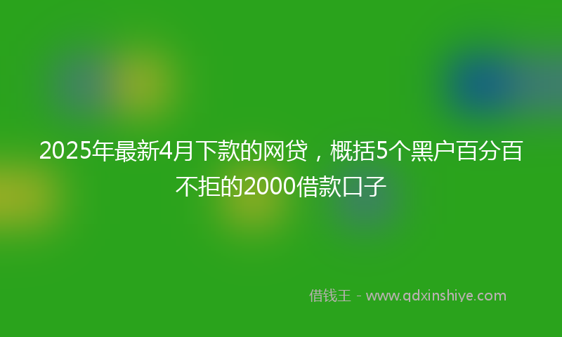 2025年最新4月下款的网贷，概括5个黑户百分百不拒的2000借款口子