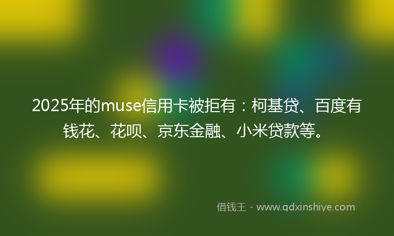 2025年的muse信用卡被拒有：柯基贷、百度有钱花、花呗、京东金融、小米贷款等。