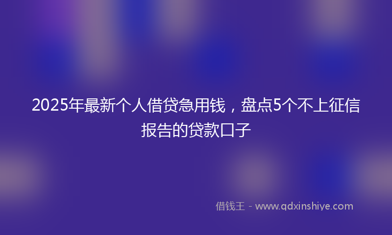 2025年最新个人借贷急用钱，盘点5个不上征信报告的贷款口子