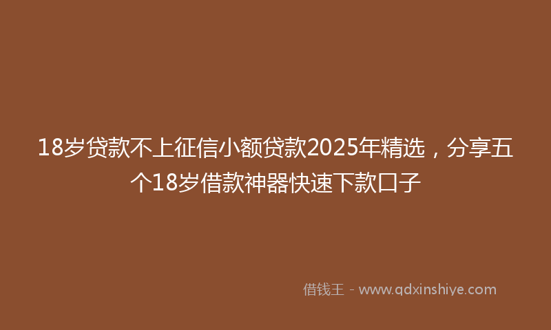 18岁贷款不上征信小额贷款2025年精选，分享五个18岁借款神器快速下款口子