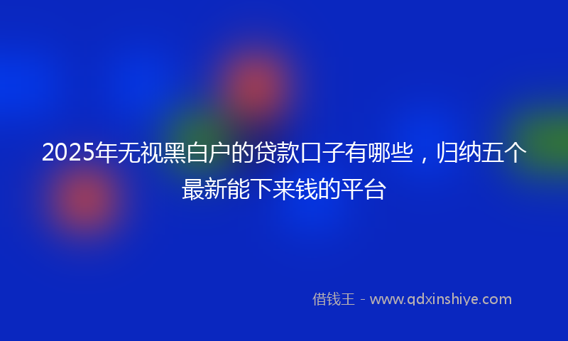 2025年无视黑白户的贷款口子有哪些，归纳五个最新能下来钱的平台