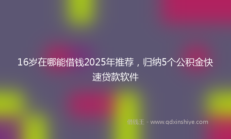 16岁在哪能借钱2025年推荐，归纳5个公积金快速贷款软件