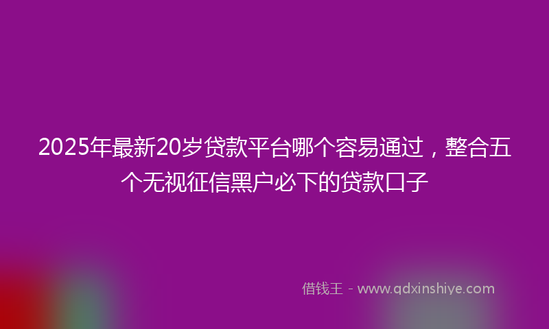 2025年最新20岁贷款平台哪个容易通过，整合五个无视征信黑户必下的贷款口子