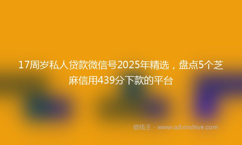 17周岁私人贷款微信号2025年精选，盘点5个芝麻信用439分下款的平台