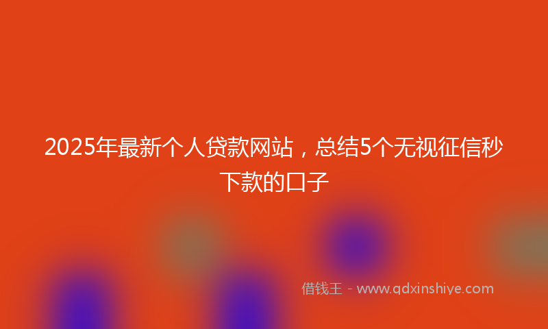 2025年最新个人贷款网站，总结5个无视征信秒下款的口子