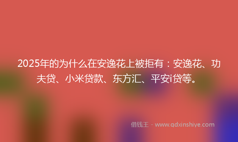2025年的为什么在安逸花上被拒有：安逸花、功夫贷、小米贷款、东方汇、平安i贷等。