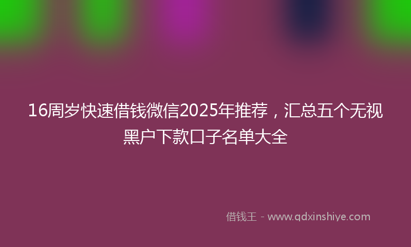 16周岁快速借钱微信2025年推荐，汇总五个无视黑户下款口子名单大全
