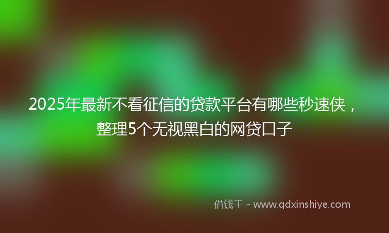2025年最新不看征信的贷款平台有哪些秒速侠，整理5个无视黑白的网贷口子
