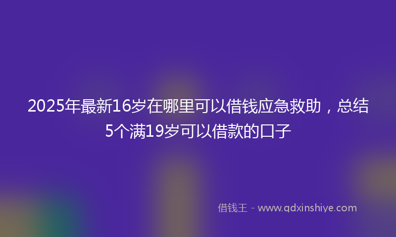 2025年最新16岁在哪里可以借钱应急救助，总结5个满19岁可以借款的口子