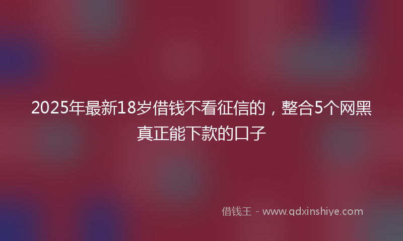 2025年最新18岁借钱不看征信的，整合5个网黑真正能下款的口子