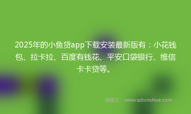 2025年的小鱼贷app下载安装最新版有：小花钱包、拉卡拉、百度有钱花、平安口袋银行、维信卡卡贷等。