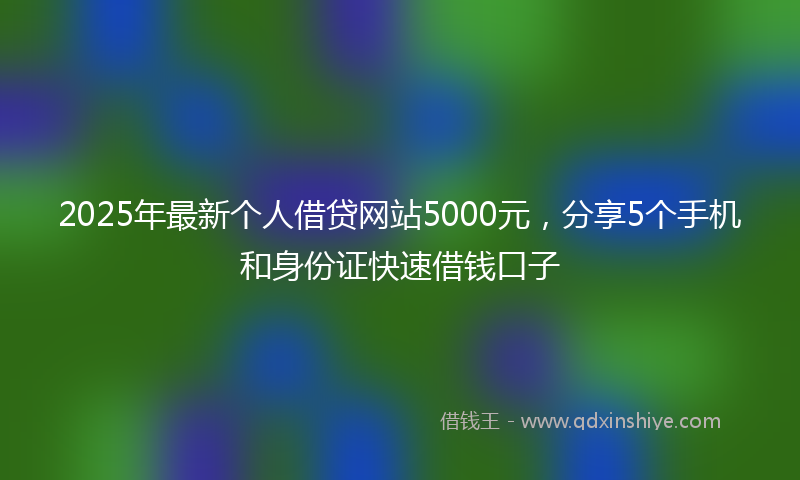 2025年最新个人借贷网站5000元，分享5个手机和身份证快速借钱口子