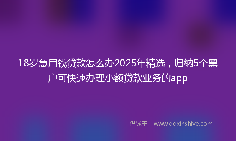18岁急用钱贷款怎么办2025年精选，归纳5个黑户可快速办理小额贷款业务的app