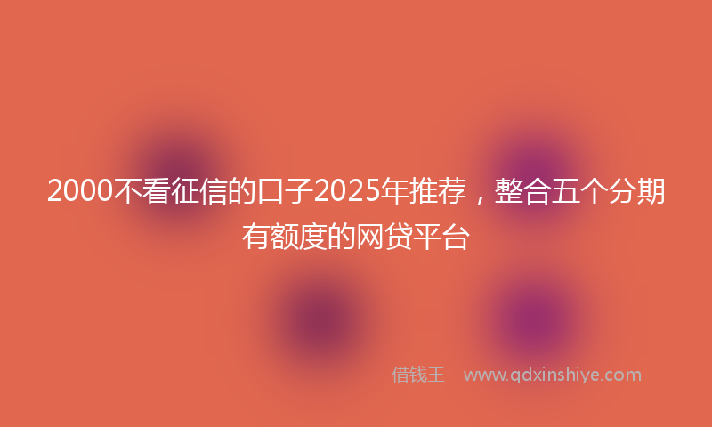 2000不看征信的口子2025年推荐，整合五个分期有额度的网贷平台