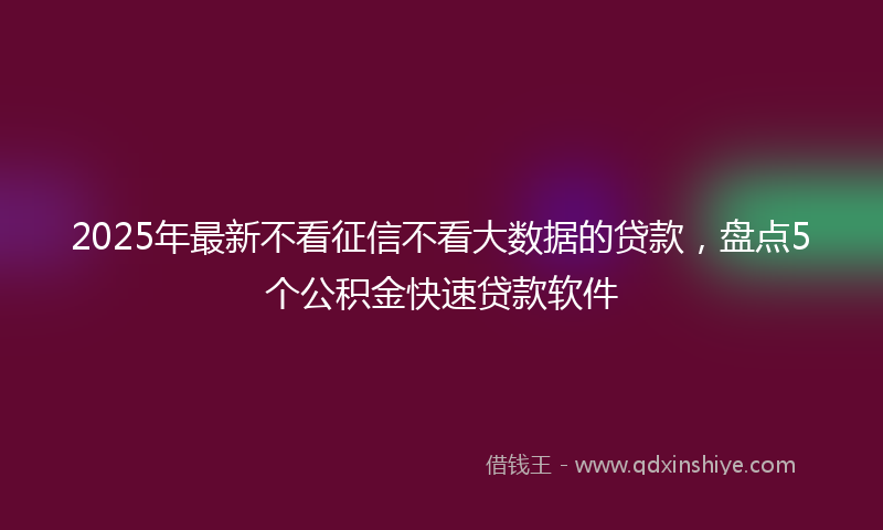 2025年最新不看征信不看大数据的贷款，盘点5个公积金快速贷款软件