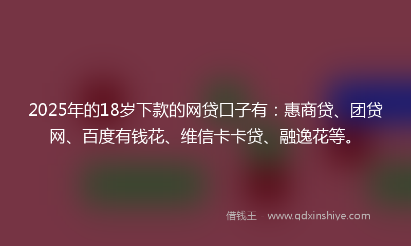 2025年的18岁下款的网贷口子有：惠商贷、团贷网、百度有钱花、维信卡卡贷、融逸花等。