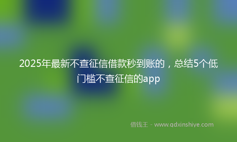 2025年最新不查征信借款秒到账的，总结5个低门槛不查征信的app