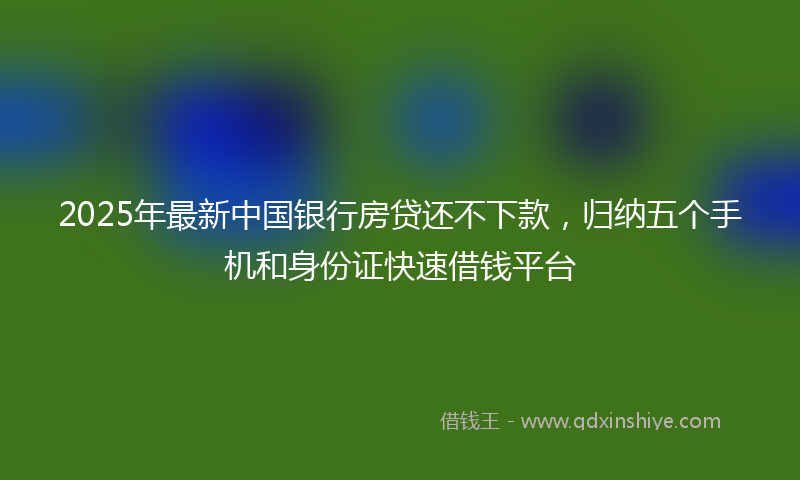 2025年最新中国银行房贷还不下款，归纳五个手机和身份证快速借钱平台