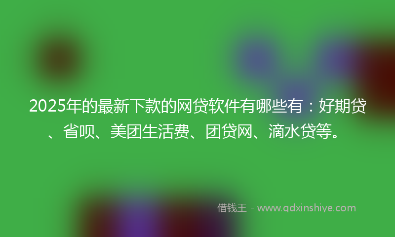 2025年的最新下款的网贷软件有哪些有：好期贷、省呗、美团生活费、团贷网、滴水贷等。