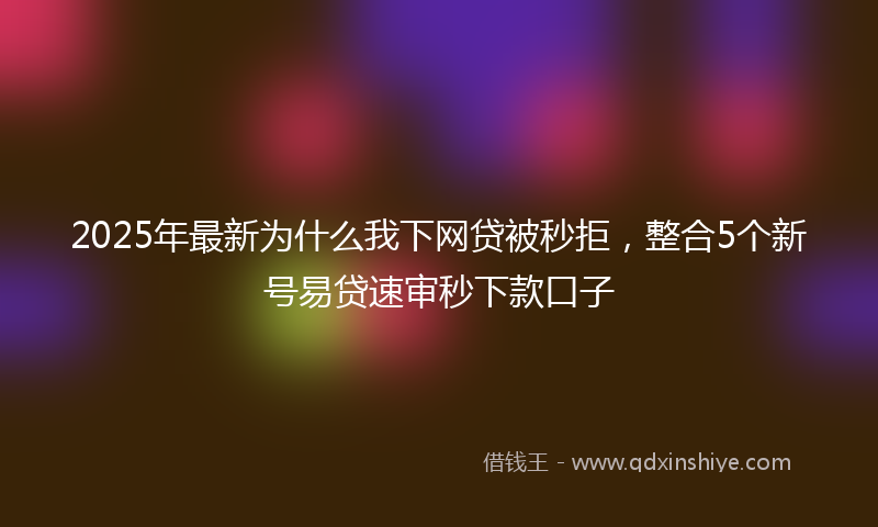 2025年最新为什么我下网贷被秒拒，整合5个新号易贷速审秒下款口子