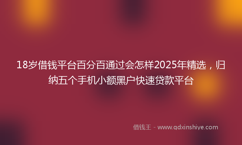 18岁借钱平台百分百通过会怎样2025年精选，归纳五个手机小额黑户快速贷款平台