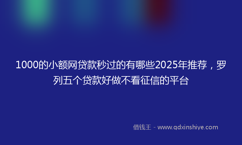 1000的小额网贷款秒过的有哪些2025年推荐，罗列五个贷款好做不看征信的平台