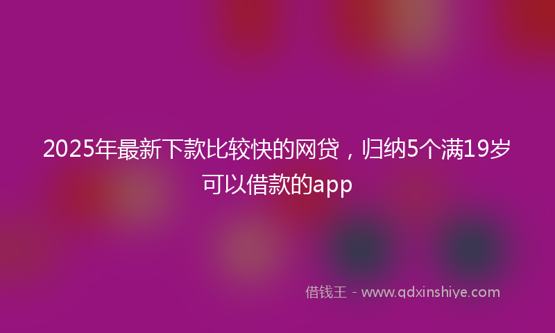 2025年最新下款比较快的网贷，归纳5个满19岁可以借款的app