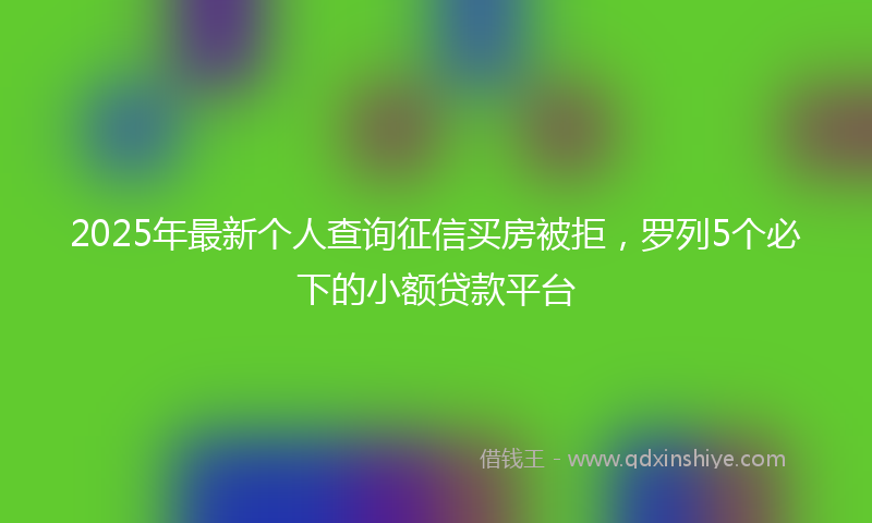 2025年最新个人查询征信买房被拒，罗列5个必下的小额贷款平台