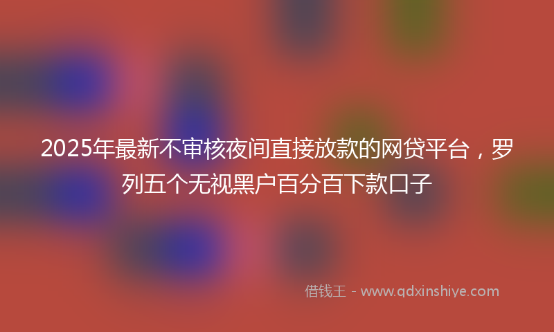2025年最新不审核夜间直接放款的网贷平台，罗列五个无视黑户百分百下款口子